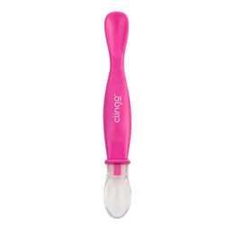 Colher Silicone Ponta Dupla Cores Vibrantes Rosa