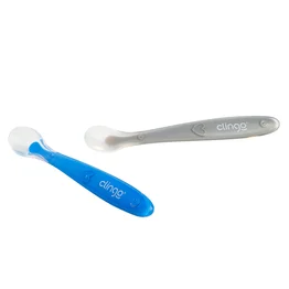 Colheres Silicone Premium Clingo - Cores Azul e Cinza - 2 Unidades
