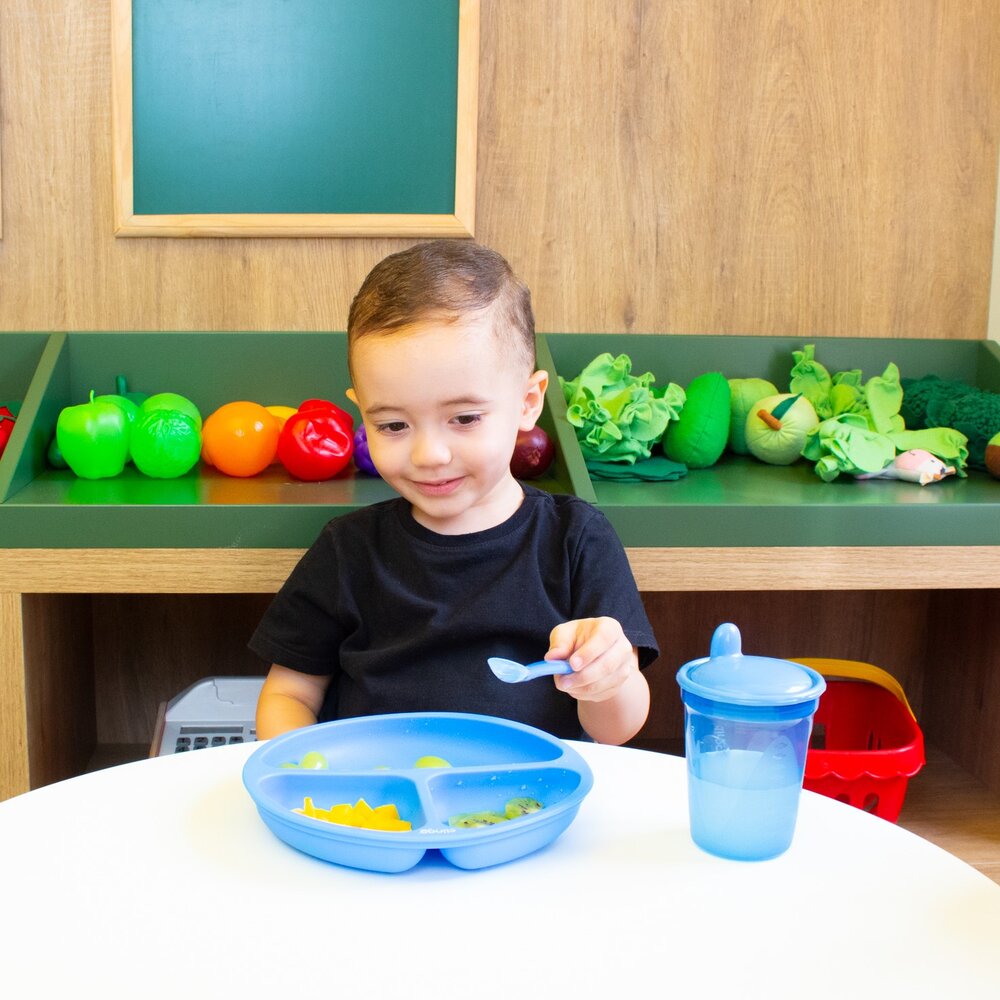 Colheres Silicone Premium Clingo - Cores Azul e Cinza - 2 Unidades