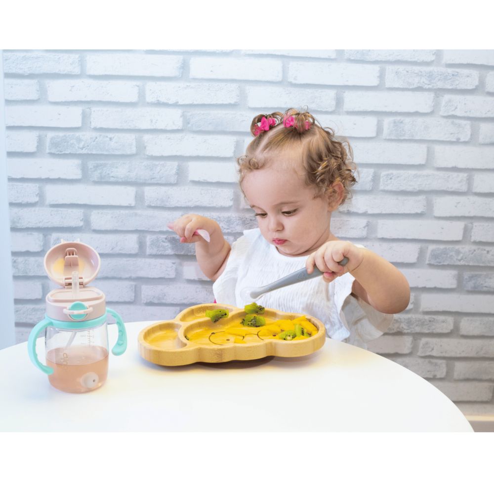 Colheres Silicone Premium Clingo - Cores Rosa e Cinza - 2 Unidades