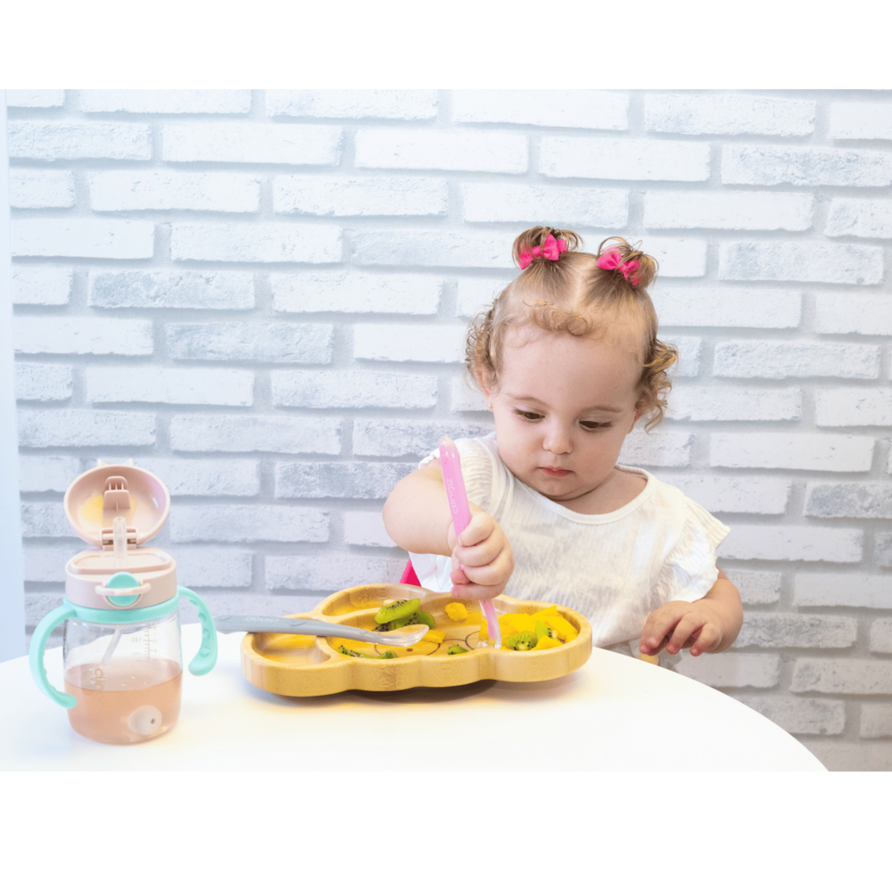 Colheres Silicone Premium Clingo - Cores Rosa e Cinza - 2 Unidades