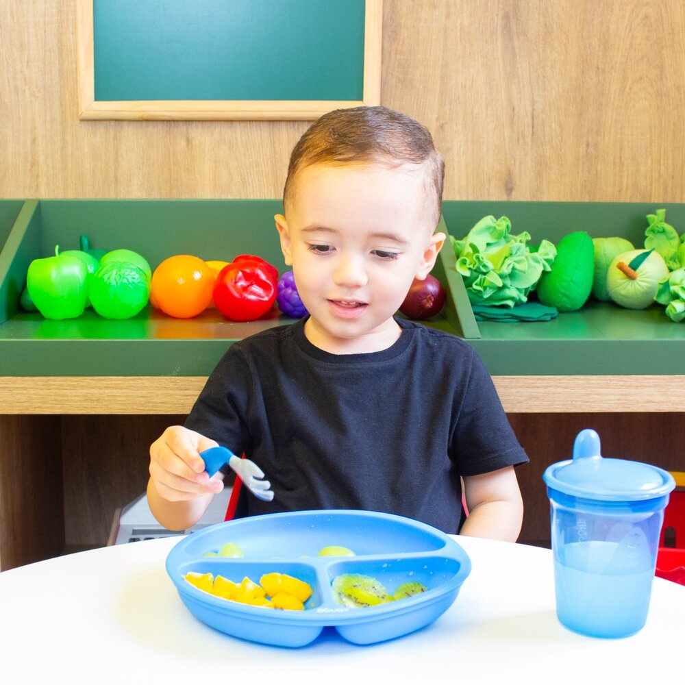 Colher e Garfo Articulável Clingo - Cor Azul - 2 Unidades, Cabo Dobrável