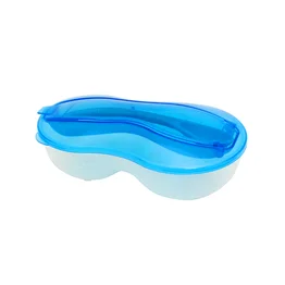 Prato com Divisória e Colher Clingo - Cor Azul - Design Seguro e Resistente