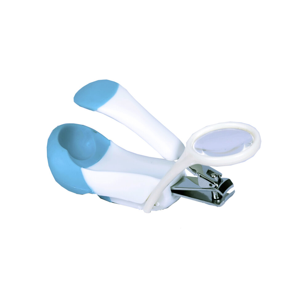 Cortador de Unhas Infantil Clingo com Lupa 5x - Ideal para Bebês - Azul