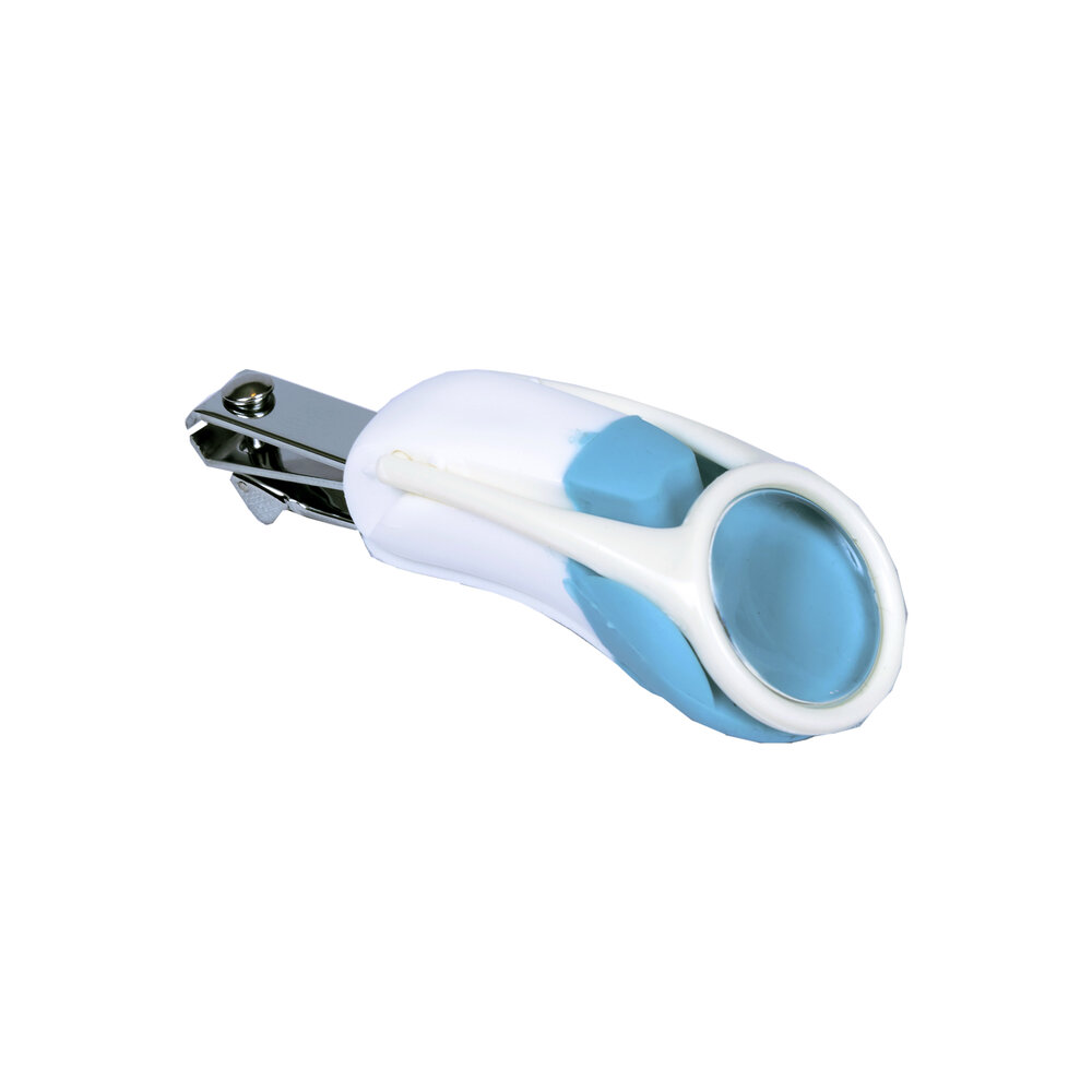 Cortador de Unhas Infantil Clingo com Lupa 5x - Ideal para Bebês - Azul