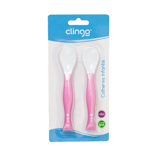 Colher Articulável Classic Rosa - Dobrável, Ergonômica e Sensível ao Calor