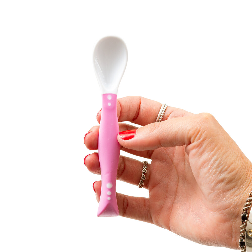 Colher Articulável Classic Rosa - Dobrável, Ergonômica e Sensível ao Calor