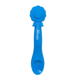 Colher em Silicone Premium Leão Azul Seguro para as Gengivas do Bebê