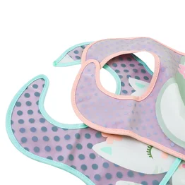 Kit 2 Babadores Impermeáveis Elefante/Gato com Coletor e Velcro - Clingo