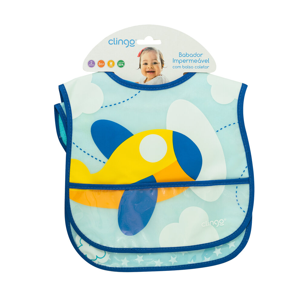 Kit 2 Babadores Impermeáveis Avião/Foguete com Coletor e Velcro - Clingo