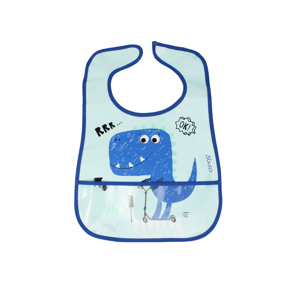 Babador Impermeável Dinossauro com Coletor e Velcro - Clingo