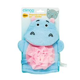 Esponja para Banho Infantil Hipopótamo Formato Luva - Clingo
