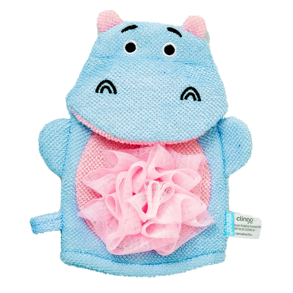 Esponja para Banho Infantil Hipopótamo Formato Luva - Clingo