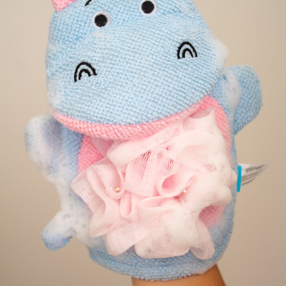 Esponja para Banho Infantil Hipopótamo Formato Luva - Clingo