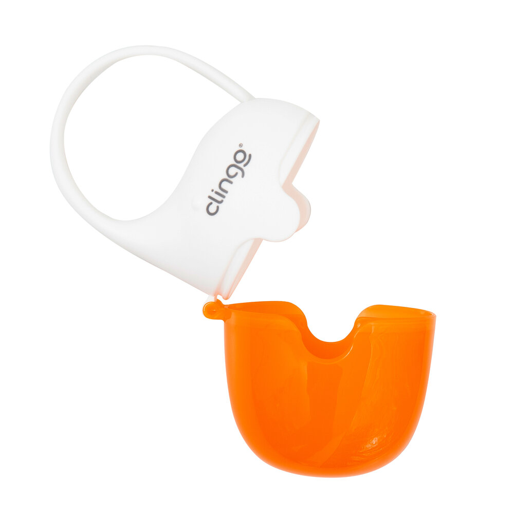 Porta Chupetas Baleia Laranja para 3 Unidades BPA Free - Clingo