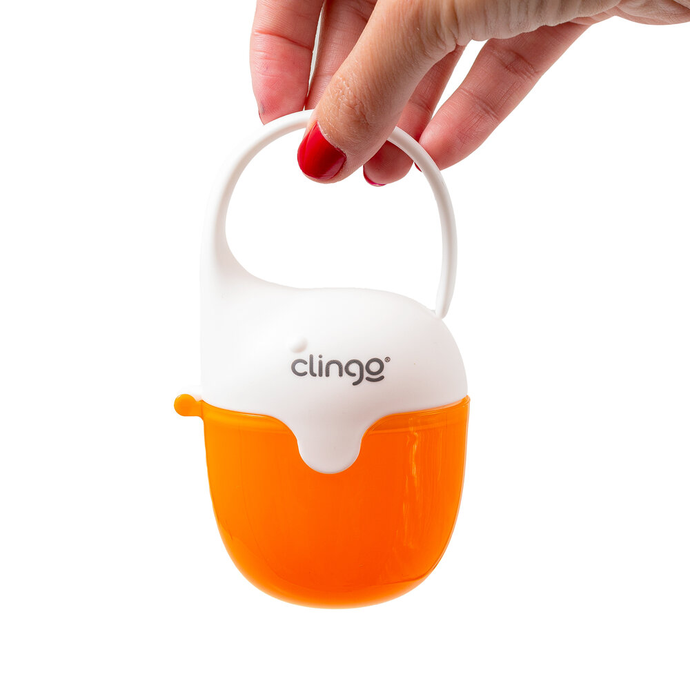 Porta Chupetas Baleia Laranja para 3 Unidades BPA Free - Clingo