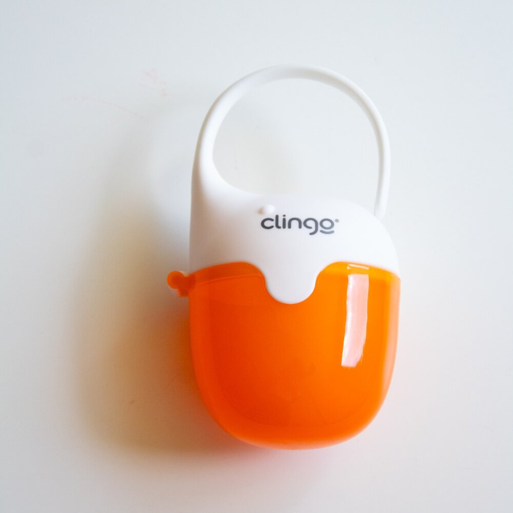 Porta Chupetas Baleia Laranja para 3 Unidades BPA Free - Clingo