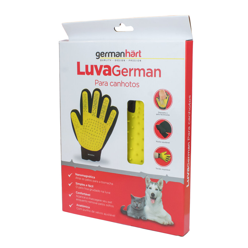 Luva Tira Pelos Canhota Amarela Cães e Gatos - Germanhart