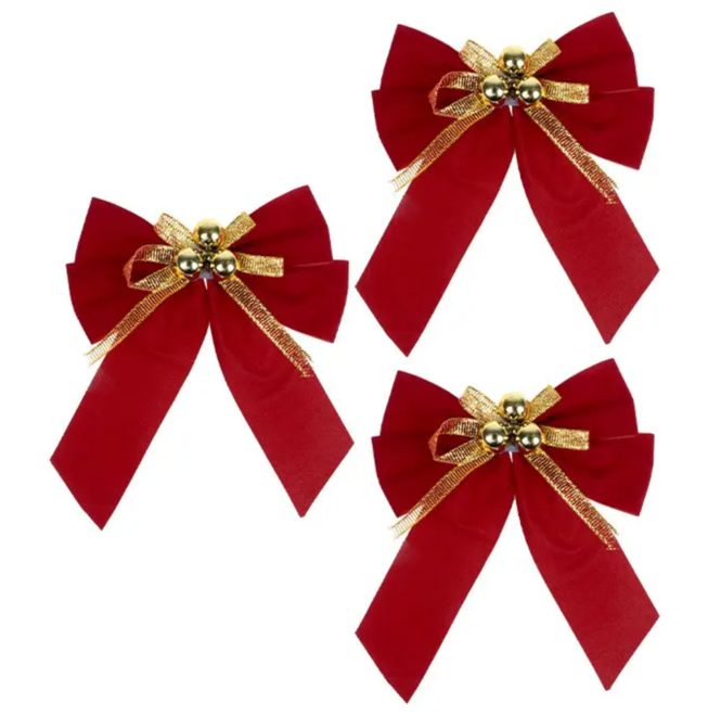 Kit 3 Laços Decorativos para Árvore de Natal Enfeites 11x14cm