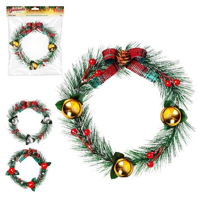 Guirlanda Natalina 19cm Decoração Zein com Bolinhas Cor Sortida