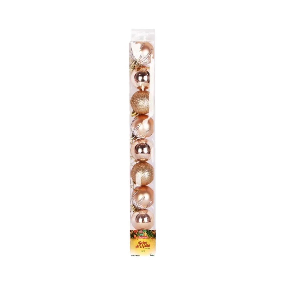 Kit 9 Bolinhas para Árvore de Natal 5cm Enfeite Dourado