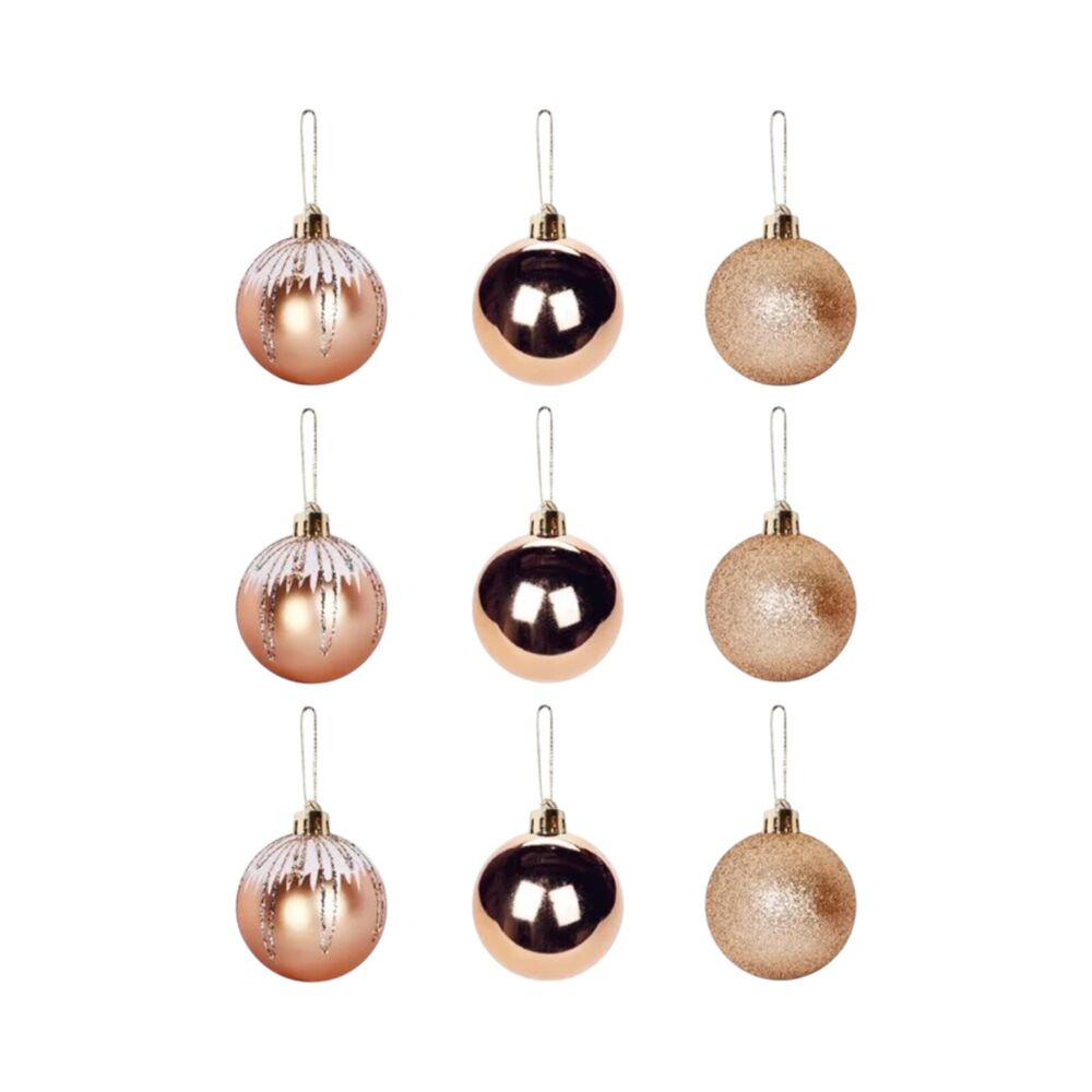 Kit 9 Bolinhas para Árvore de Natal 5cm Enfeite Dourado