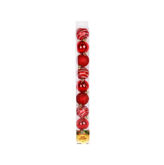 Kit 9 Bolinhas para Árvore de Natal 5cm Enfeite Vermelho
