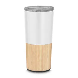 Copo Térmico Bambu em Aço Inox Parede Dupla 550ml Branco