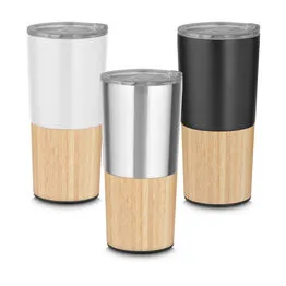 Copo Térmico Bambu em Aço Inox Parede Dupla 550ml Branco