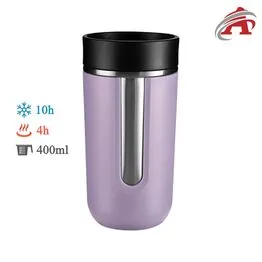 Copo Térmico com Tampa Aço Inox Parede Dupla 400ml Lilás