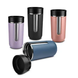 Copo Térmico com Tampa Aço Inox Parede Dupla 400ml Rosa