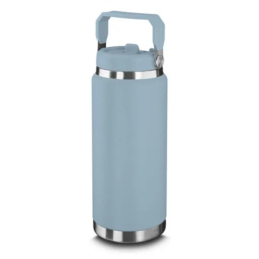 Garrafa Térmica Parede Dupla em Aço Inox Azul 900ml com Alça