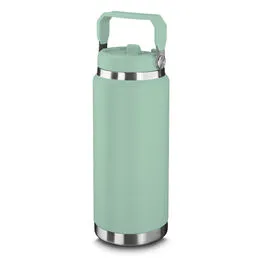 Garrafa Térmica Parede Dupla em Aço Inox Verde 900ml com Alça