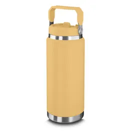 Garrafa Térmica Parede Dupla em Aço Inox Amarela 900ml com Alça