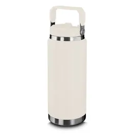 Garrafa Térmica Parede Dupla em Aço Inox Branca 900ml com Alça