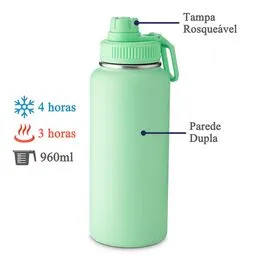 Garrafa com Alça e Bico 960ml Parede Dupla Verde