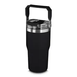 Garrafa Copo Térmico Parede Dupla em Aço Inox Preta 650ml