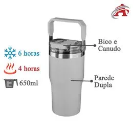 Garrafa Copo Térmico Parede Dupla em Aço Inox Cinza 650ml