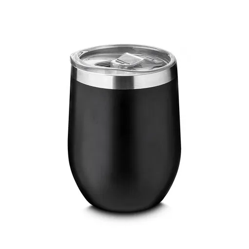 Copo Térmico em Inox Parede Dupla 350ml Preto Tampa Hermética