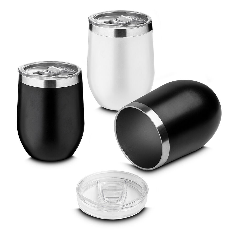 Copo Térmico em Inox Parede Dupla 350ml Preto Tampa Hermética