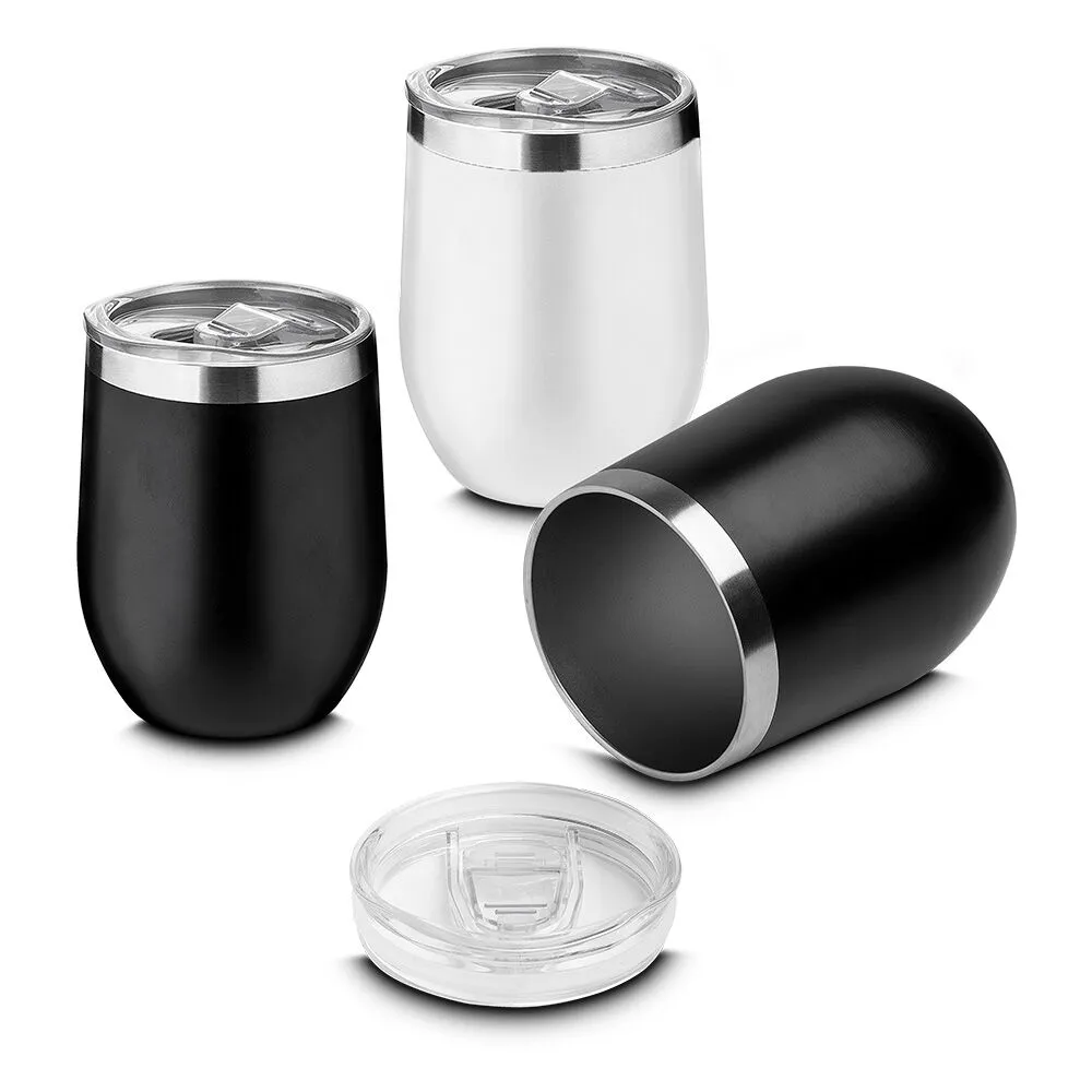 Copo Térmico em Inox Parede Dupla 350ml Preto Tampa Hermética