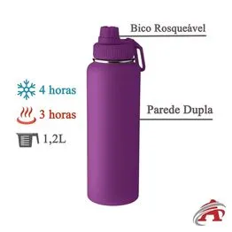 Garrafa com Alça e Bico 1,2L Parede Dupla Roxa