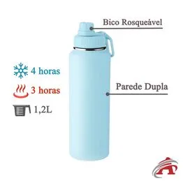Garrafa com Alça e Bico 1,2L Parede Dupla Azul