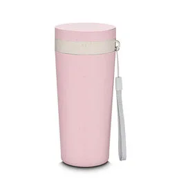 Copo de Fibra de Trigo Parede Dupla 300ml com Alça Rosa