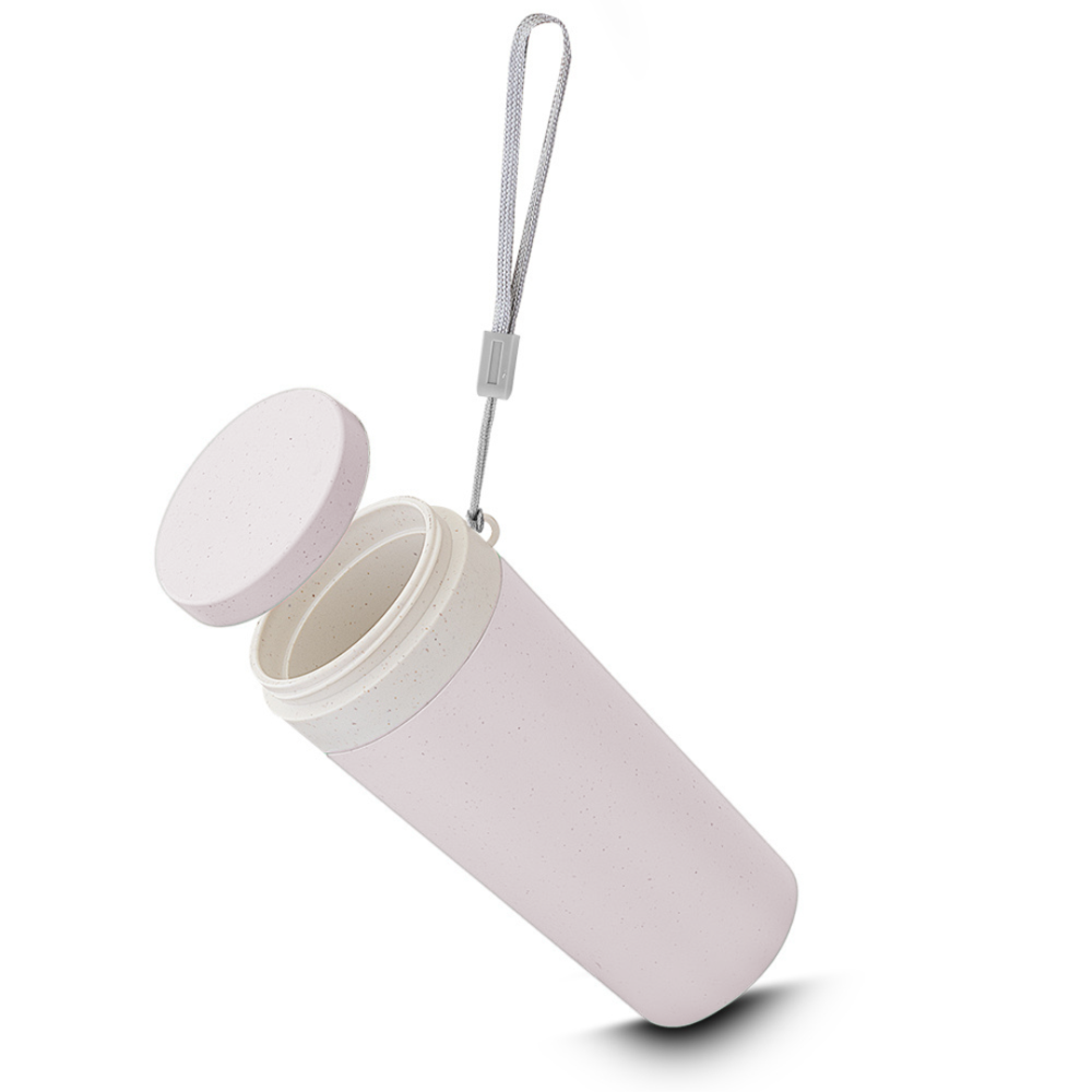 Copo de Fibra de Trigo Parede Dupla 300ml com Alça Bege