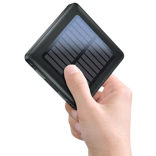 Mini Power Bank Solar 5000mAh USB-C Preto à Prova D'água