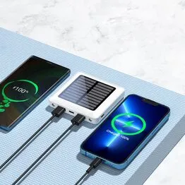 Mini Power Bank Solar 5000mAh USB-C Branco à Prova D'água