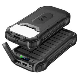 Power Bank Solar 26800mAh USB-C à Prova D'água Indução Preto
