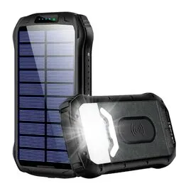 Power Bank Solar 26800mAh USB-C à Prova D'água Indução Preto