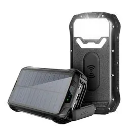Power Bank Solar 26800mAh USB-C à Prova D'água Indução Preto